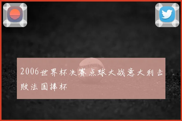 2006世界杯决赛点球大战意大利击败法国捧杯