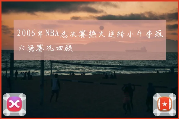 2006年NBA总决赛热火逆转小牛夺冠六场赛况回顾